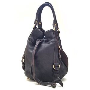 The SAK Kedzie Brown Leather Drawstring Crossbody Bucket Bag